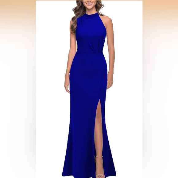 Woosea Dresses & Skirts - Elegant Royal Blue Maxi Dress with Thigh Slit